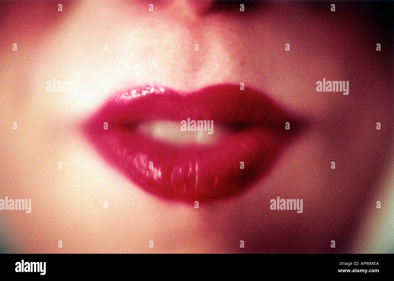 Woman wearing red lipstick Stock Photo
