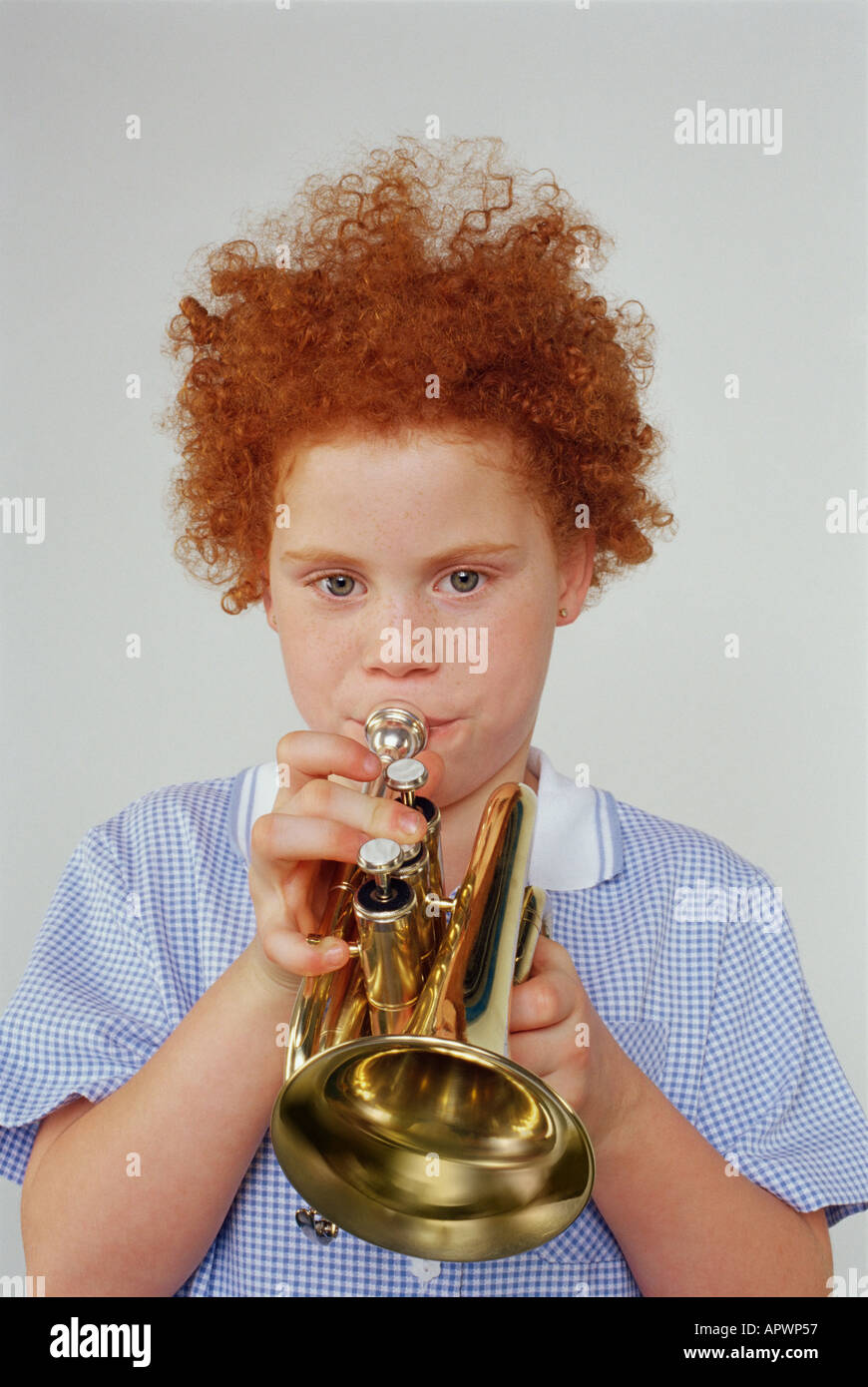 Girl playing the trumpet Stock Photo Alamy