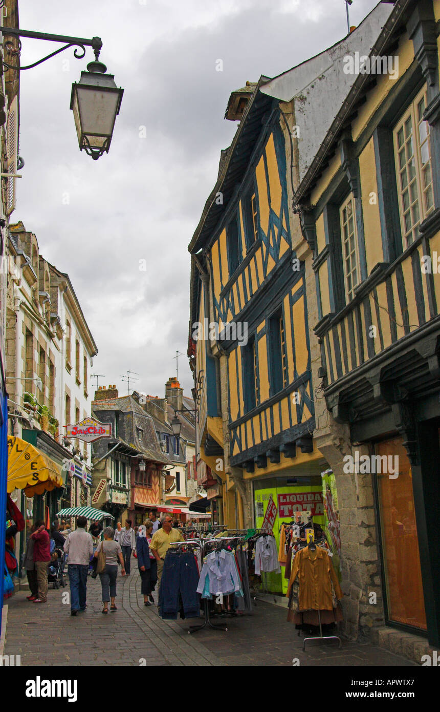 Rue du Fil, Pontivy, Morbihan, Brittany, France Stock Photo