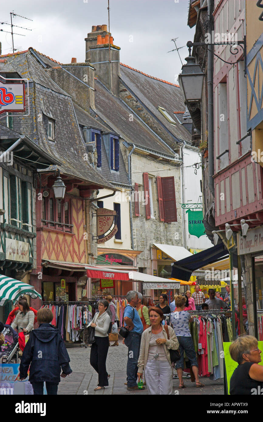 Rue du Fil, Pontivy, Morbihan, Brittany, France Stock Photo