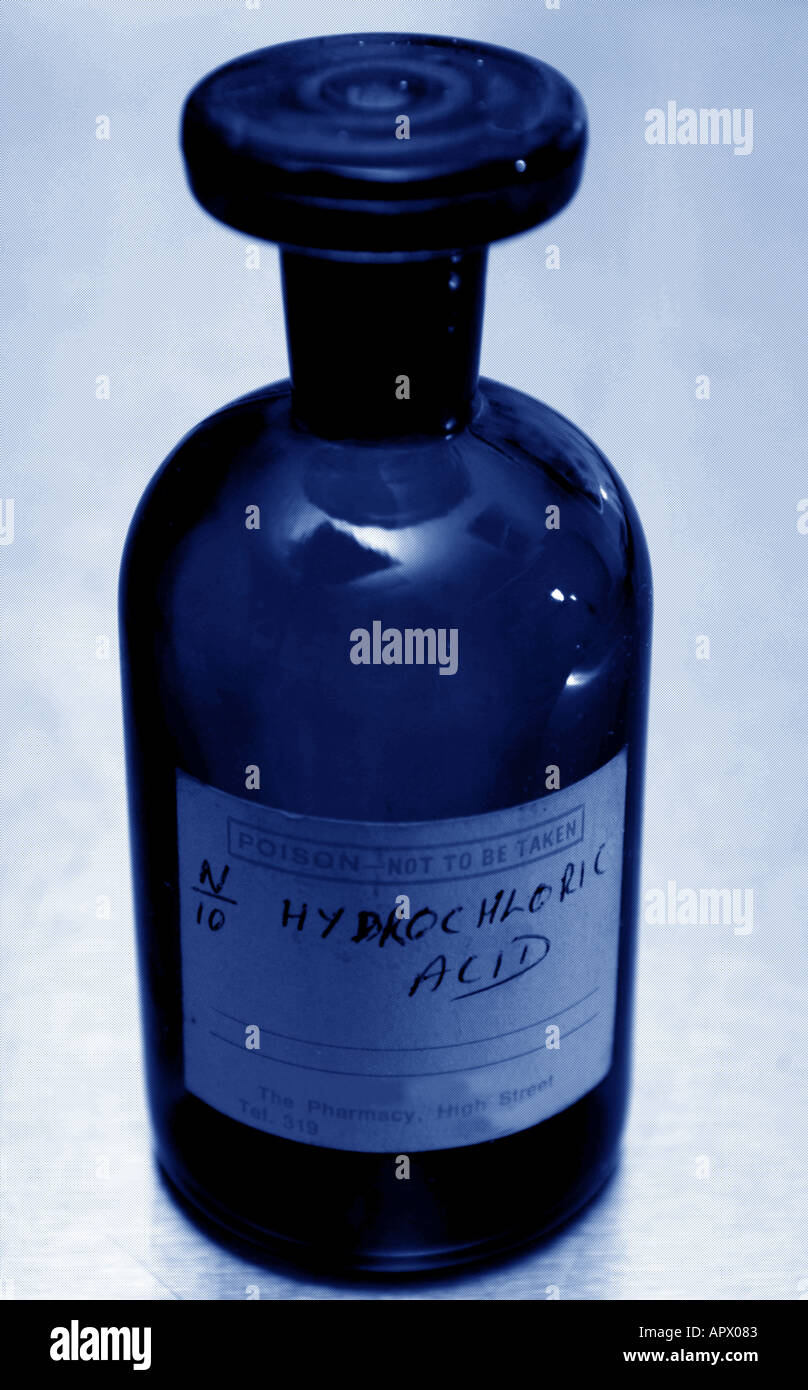 a bottle of hydrochloric acid Stock Photo