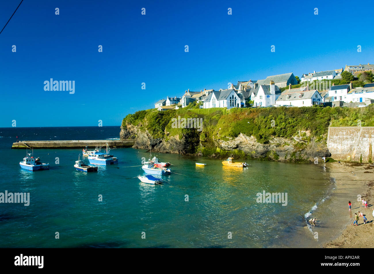 Port Isaac harbour Cornwall. Port Isaac has a small fishing industry