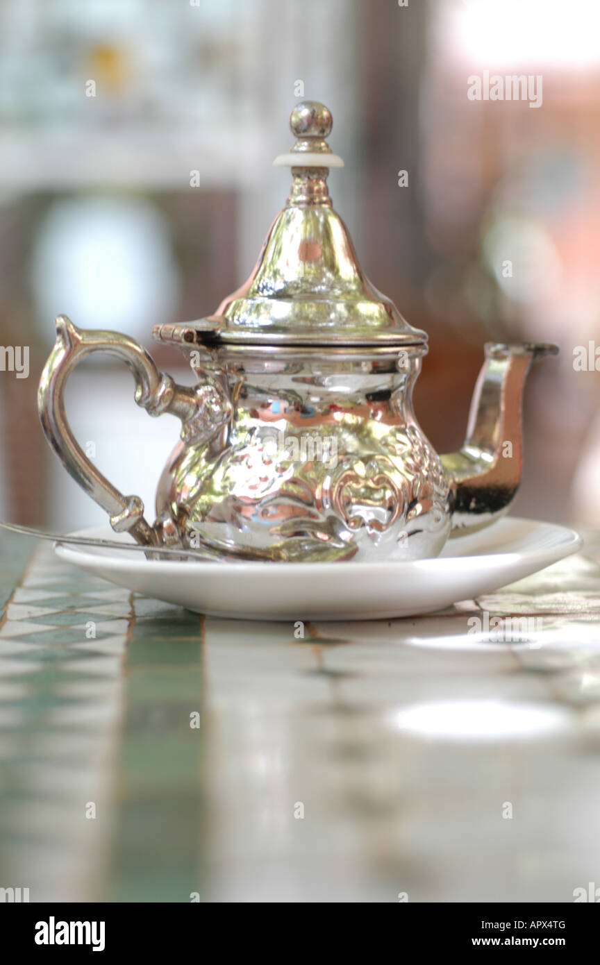 Silver Arabic Teapot Souk Market Marrakesh Morocco Stock Photo Alamy