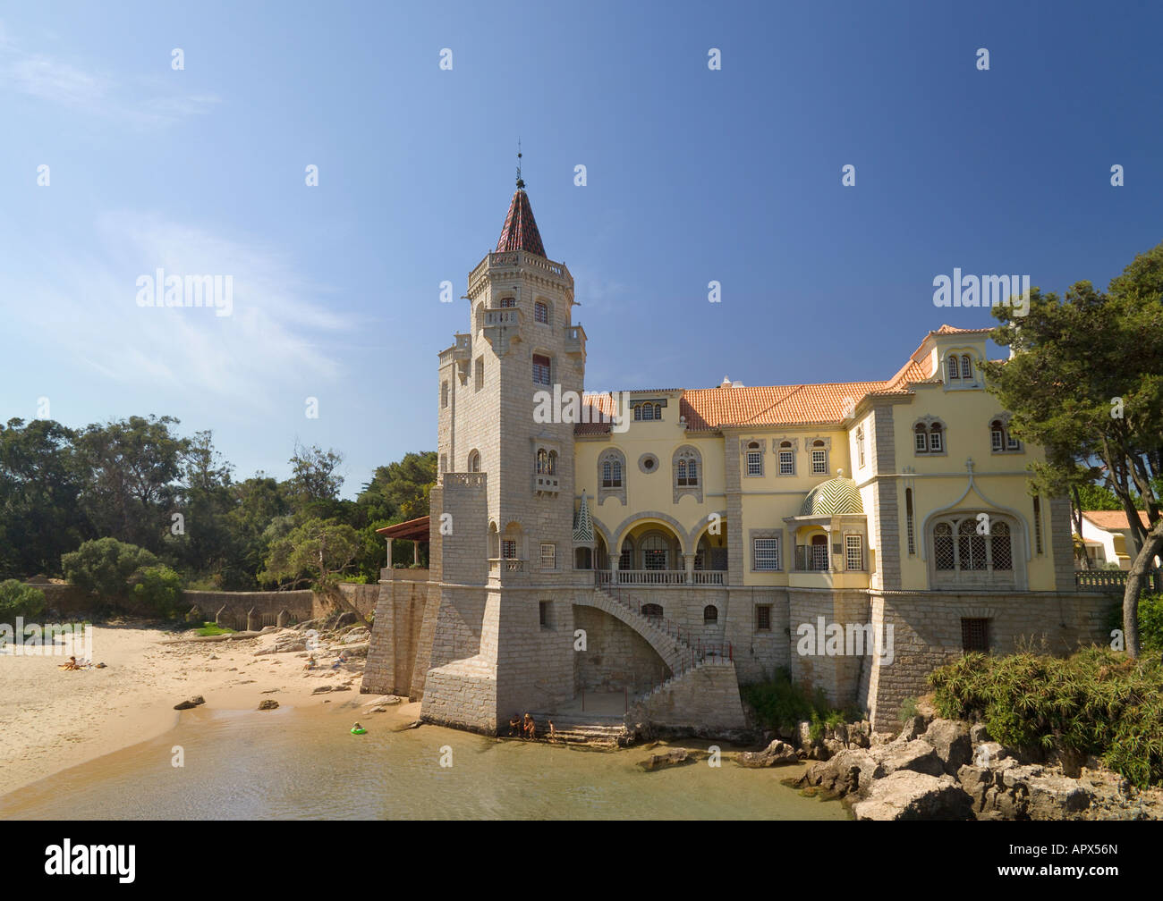 Portugal, the Lisbon Coast, Cascais, the Palácio dos Condes de Castro Guimaraes museum 19th century architecture in various styles Stock Photo