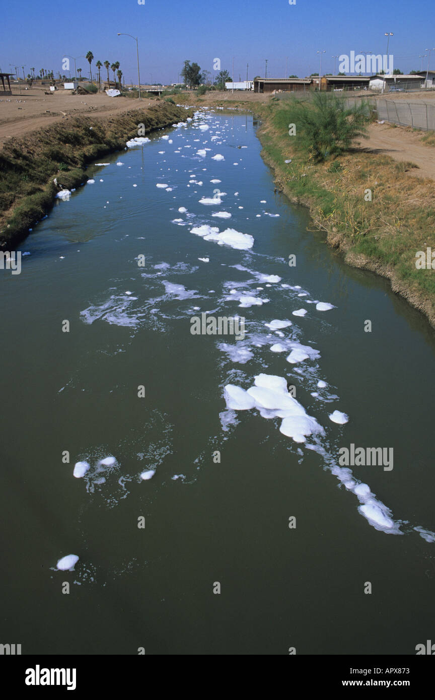 Water pollution in the New River on the United States and Mexico border