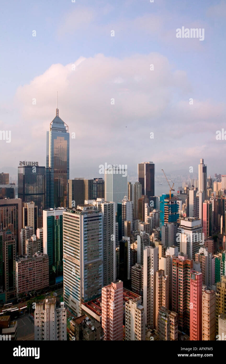 View over Wanchai, Skyscrapers, Hong Kong Island China Stock Photo