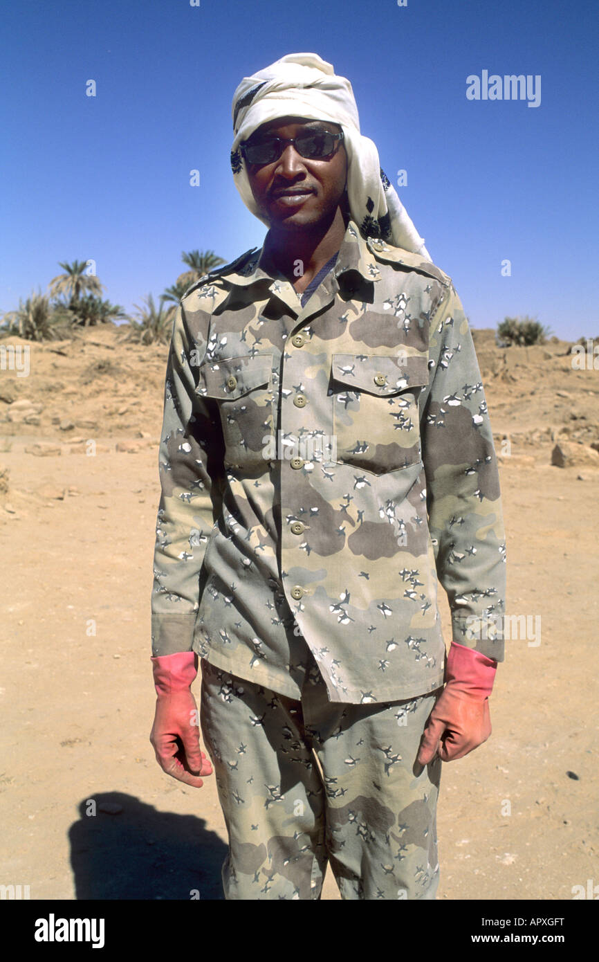 Libyan soldier at Germa Stock Photo