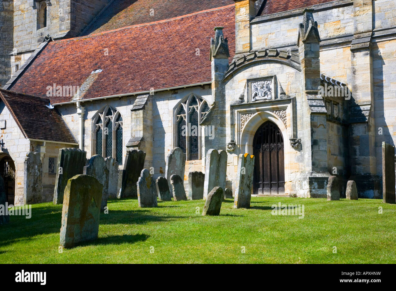 Penshurst, Kent, England. Detail of the Church of St John the Baptist. Stock Photo