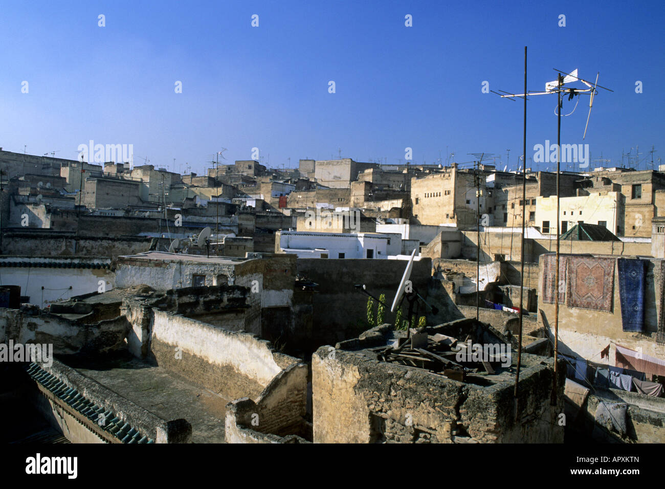 Rooftop view of dwellings in Fes (Fez) Stock Photo