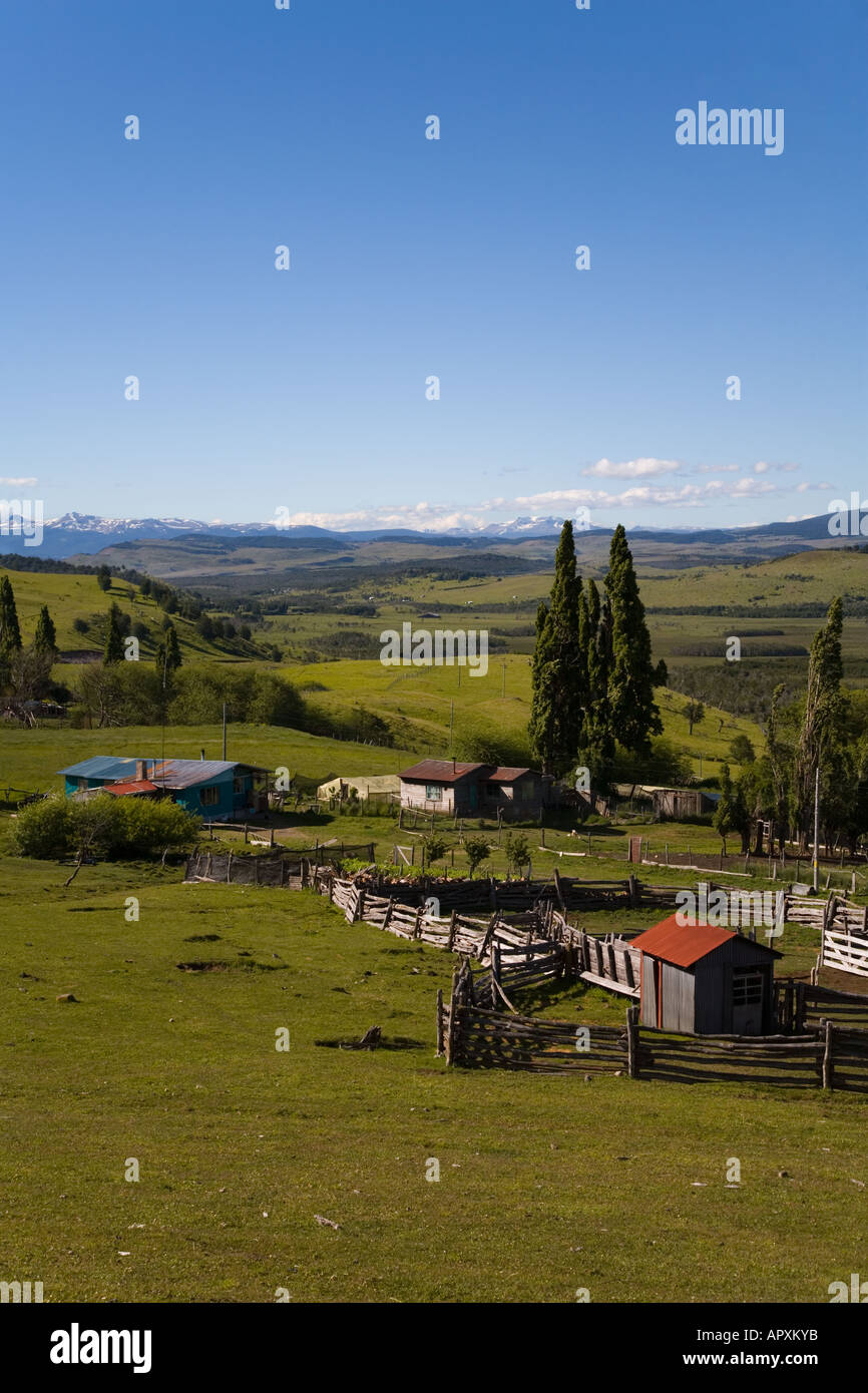 Farm near Coihaique Patagonia Chile Stock Photo