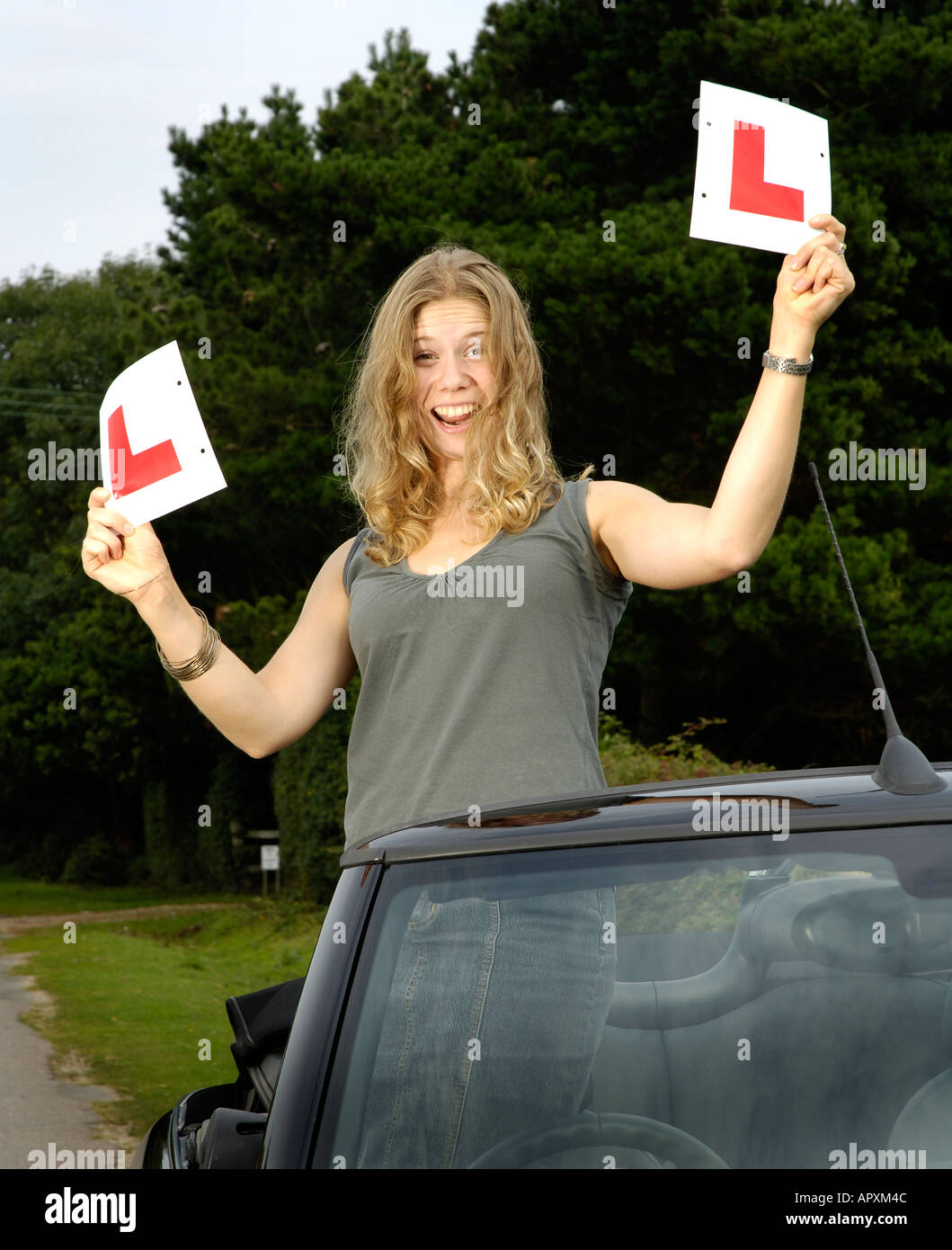 A New Driver Passes her Driving Test Stock Photo