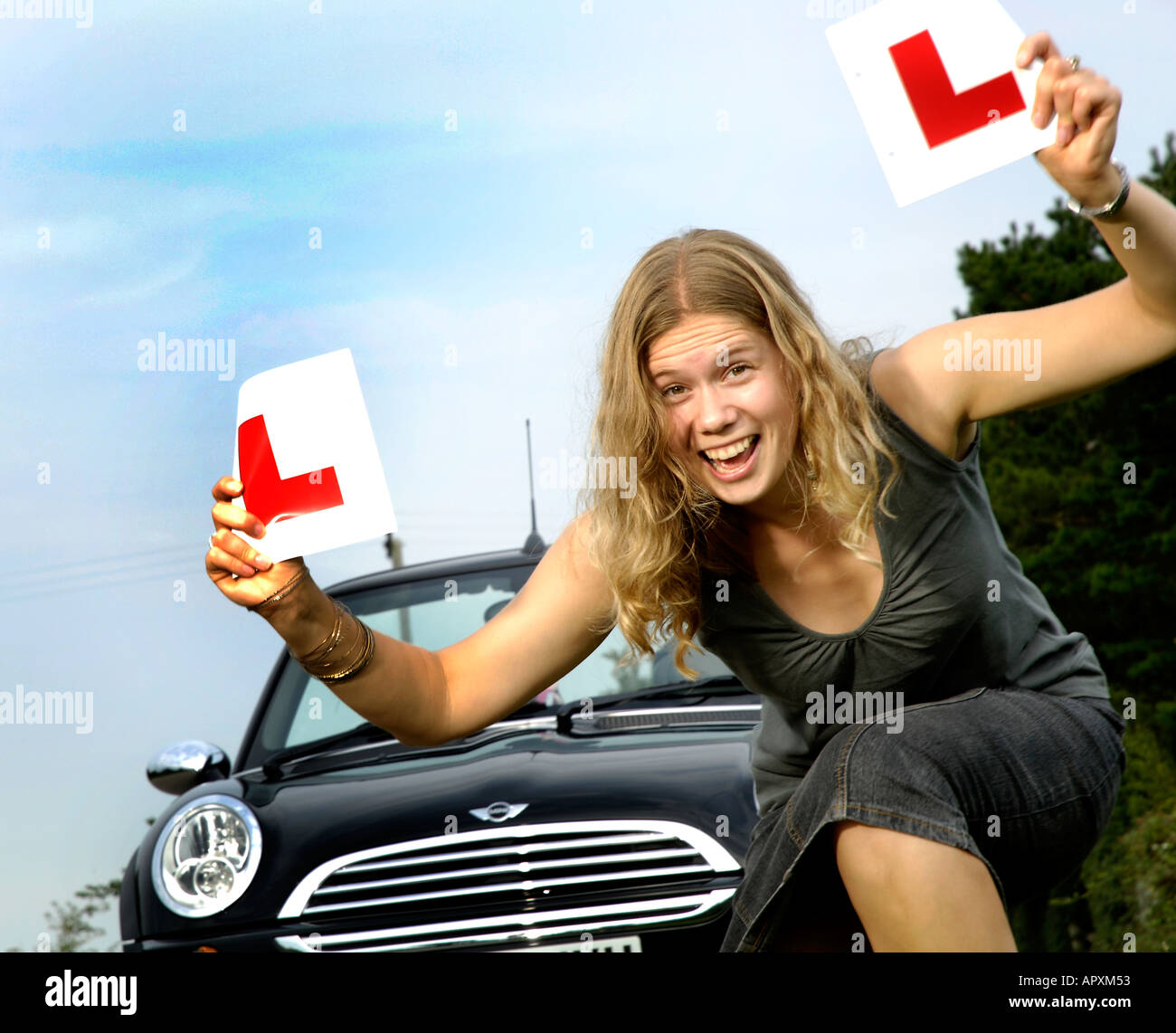 A New Driver Passes her Driving Test Stock Photo