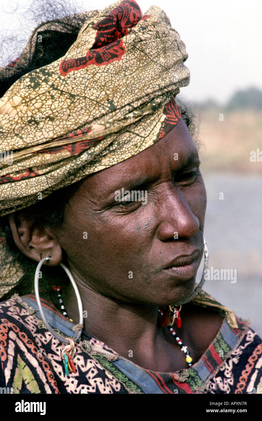 Portrait of a local elderly woman from Tahoua Stock Photo