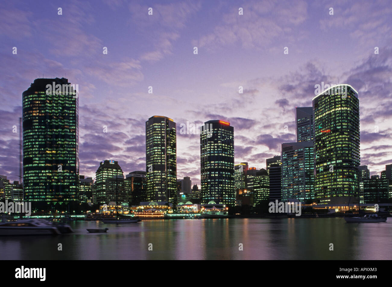 Brisbane skyline in the evening light, Brisbane, Queensland, Australia Stock Photo