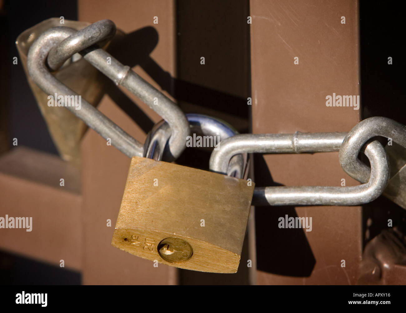 Lock closing a gate Stock Photo Alamy