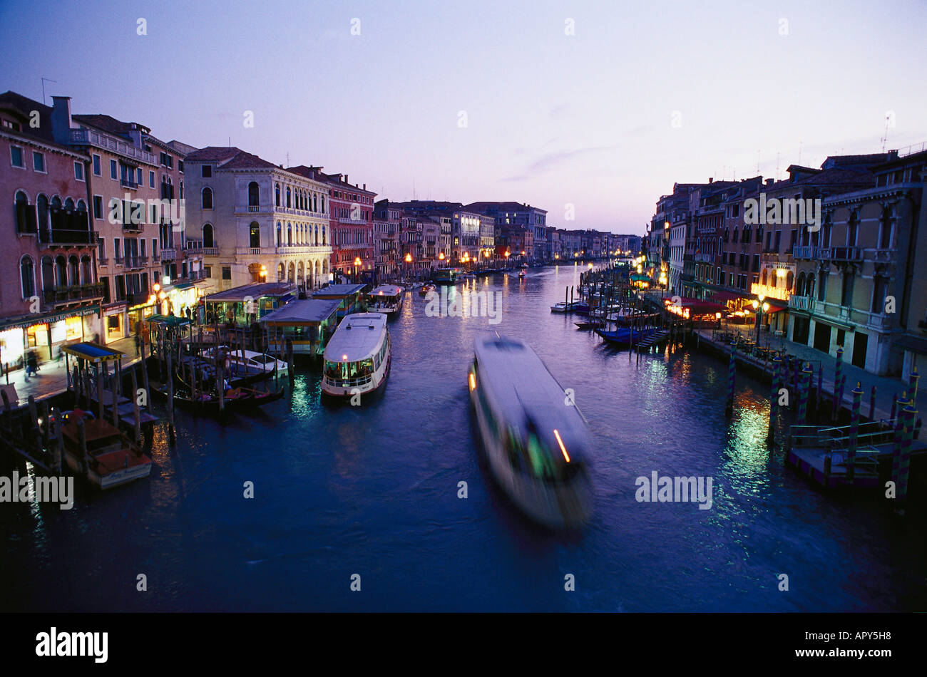 Evening atmosphere on the Canale Grande, Venice, Italy Stock Photo
