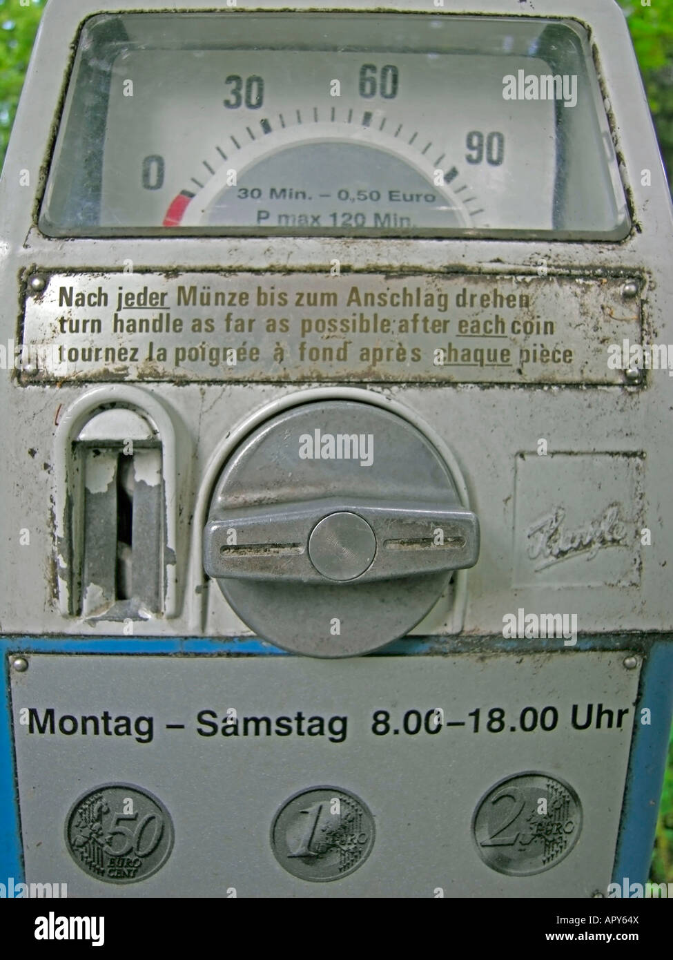 old parking meter with time up Stock Photo Alamy