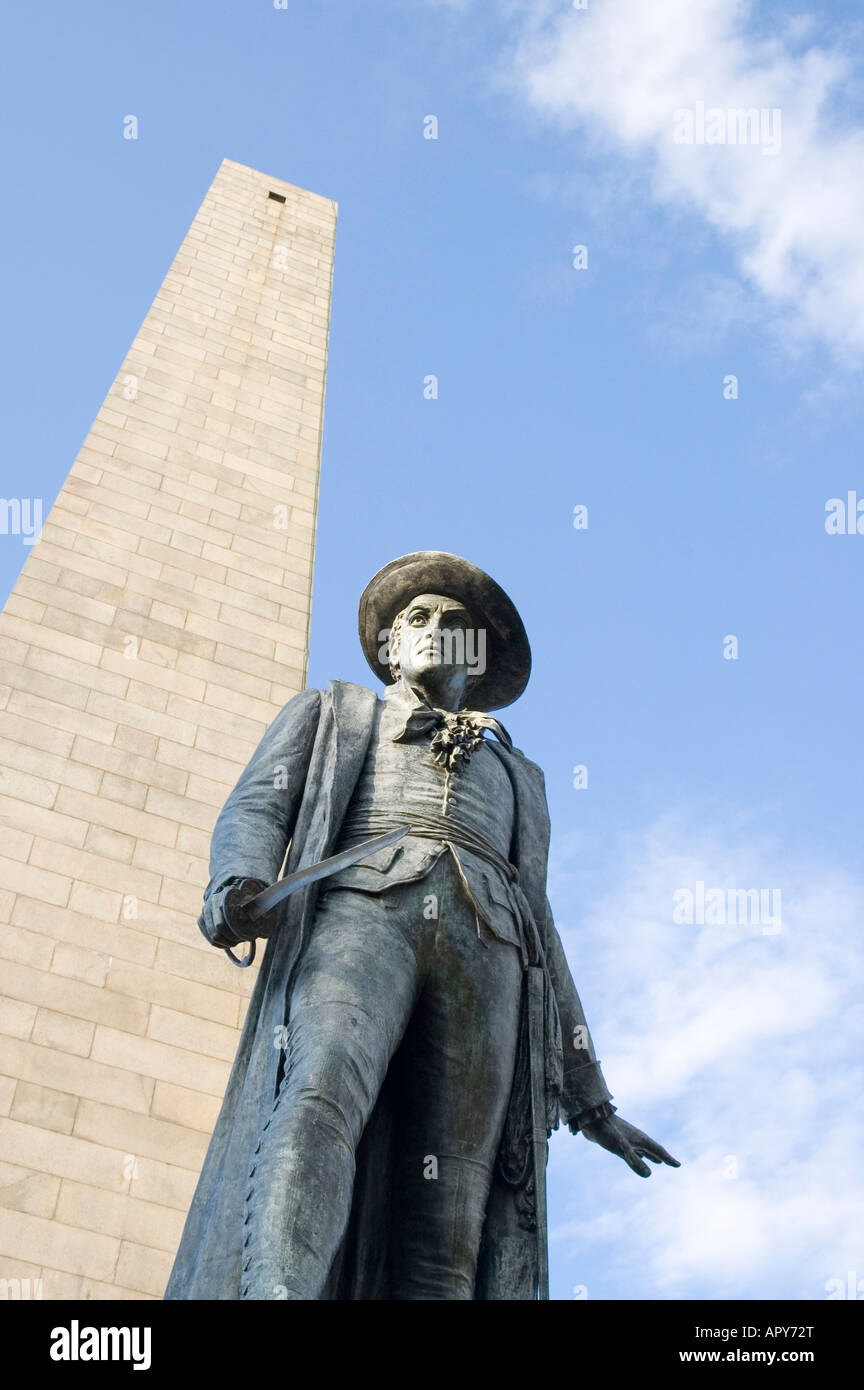 Colonel William Prescott statue beside the Bunker Hill Monument in Boston, Massachusetts Stock Photo