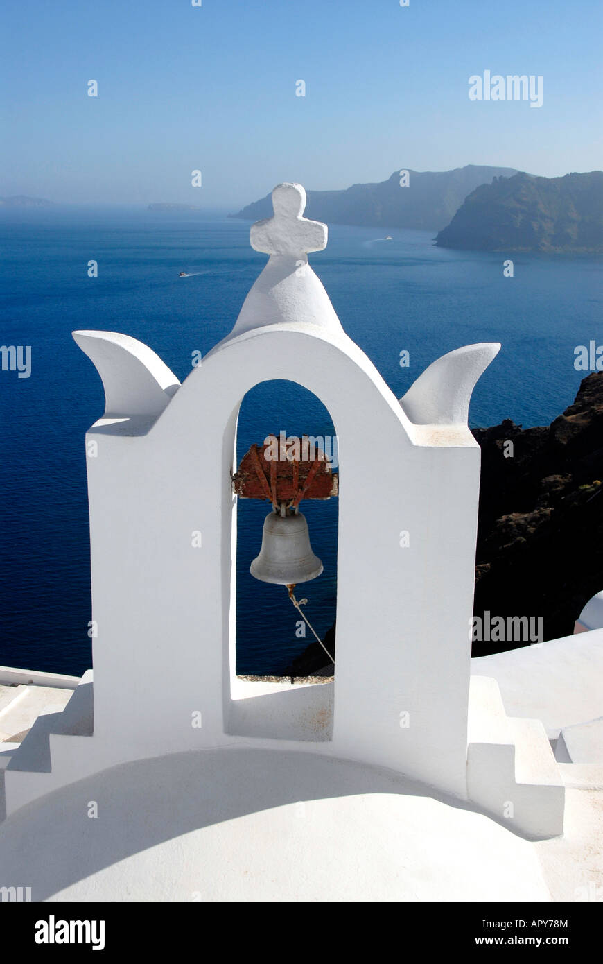 clock tower, Oia  village, Santorini, Greece Stock Photo