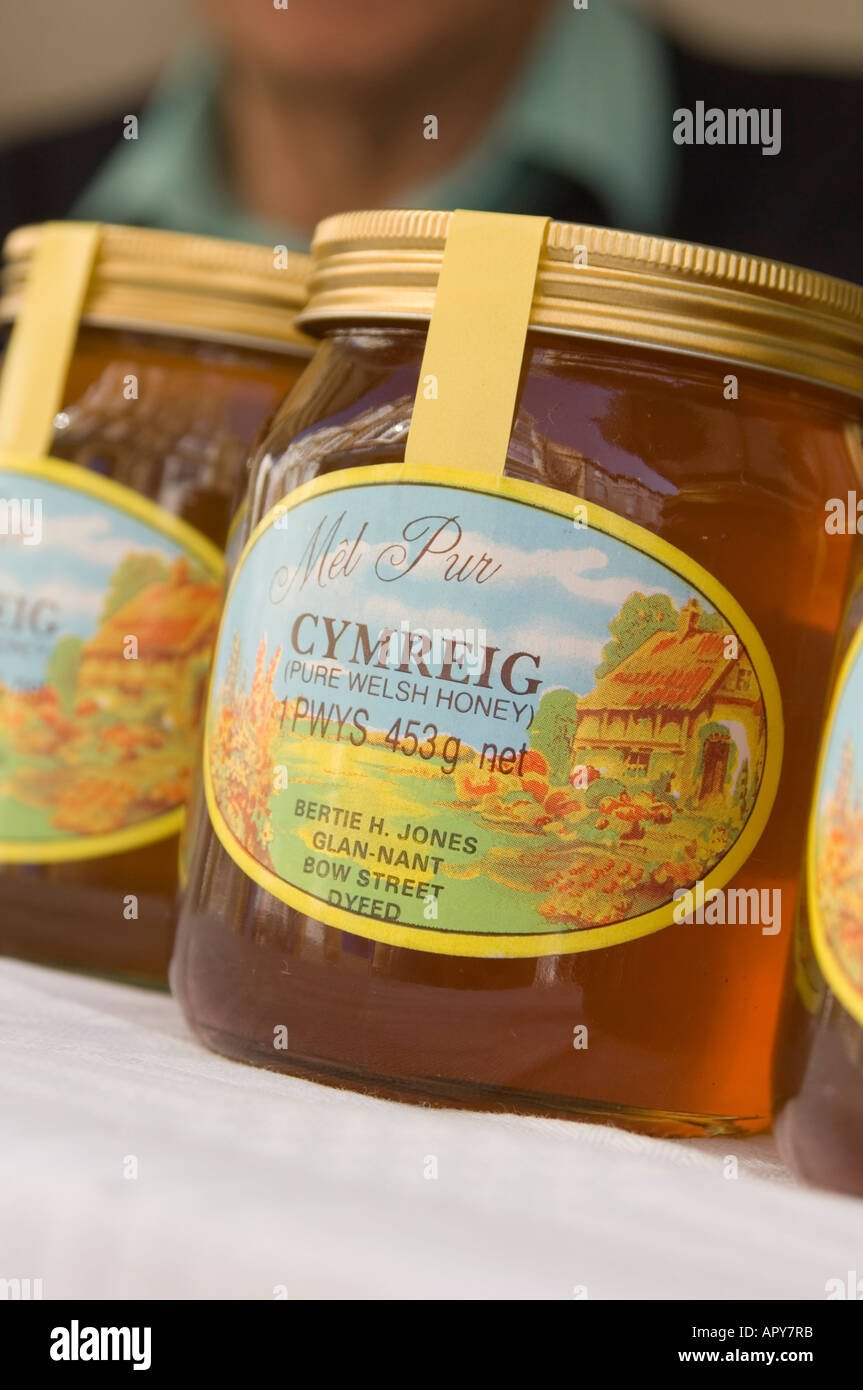 Jars of locally produced welsh honey for sale Aberystwyth farmers