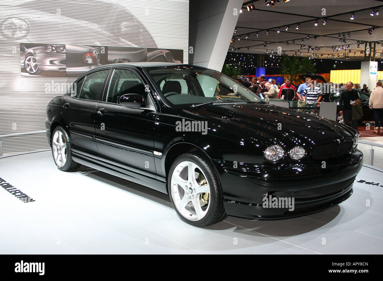 Black Jaguar on display at Motor Show Stock Photo