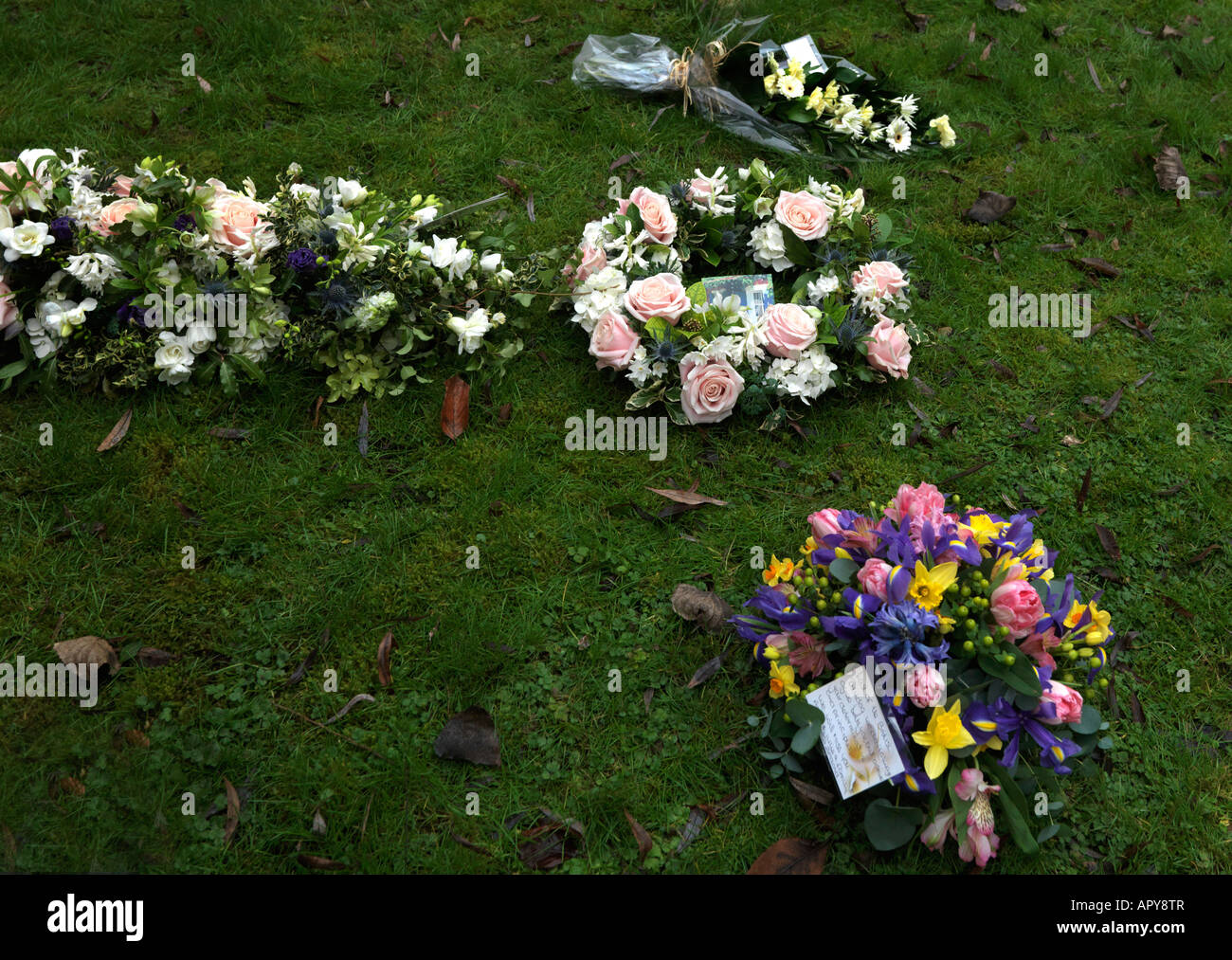 Funeral Saint Martins Church East Horsley Surrey England Family Flowers Stock Photo