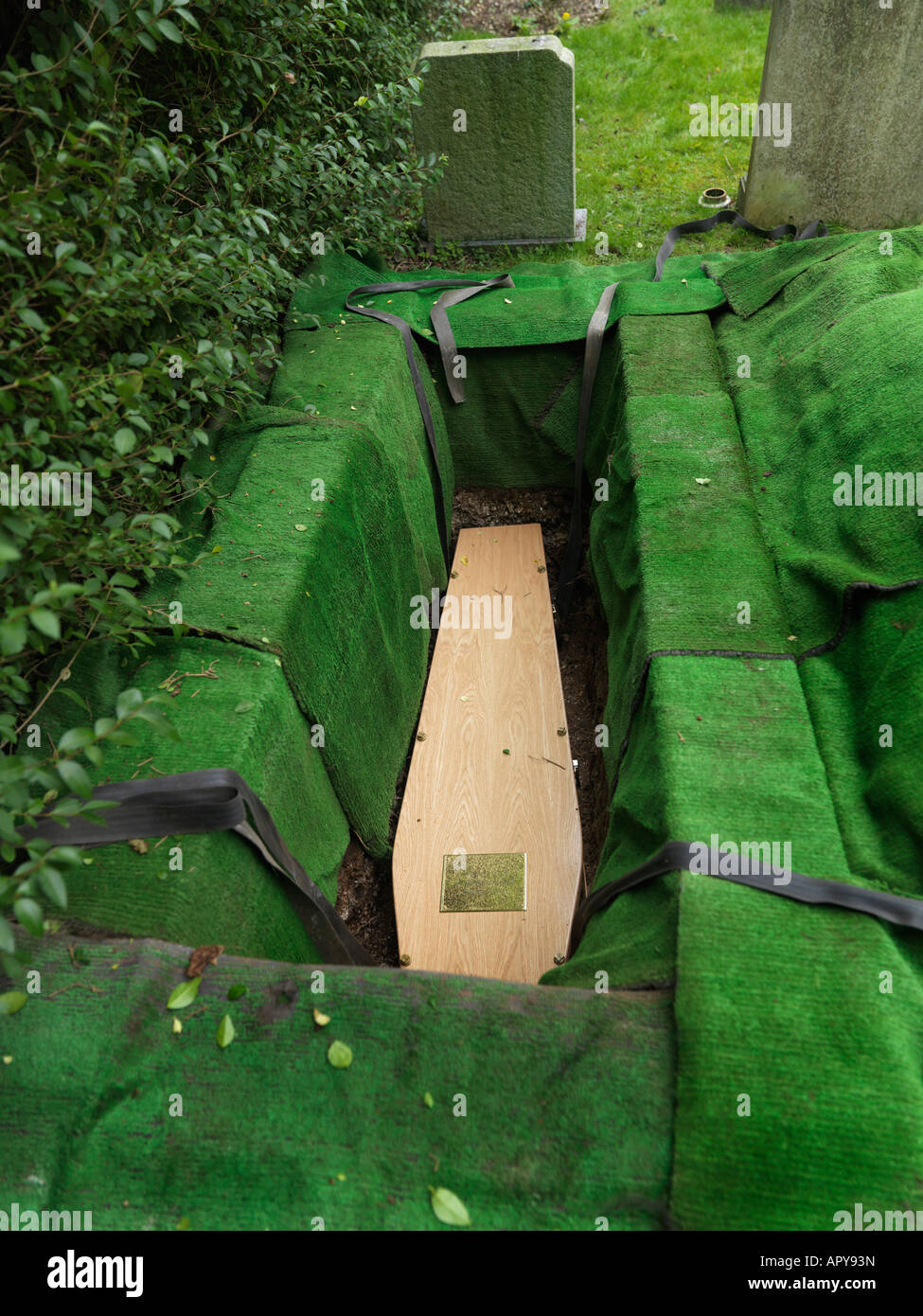 Funeral Saint Martins Church East Horsley Surrey England Coffin in open