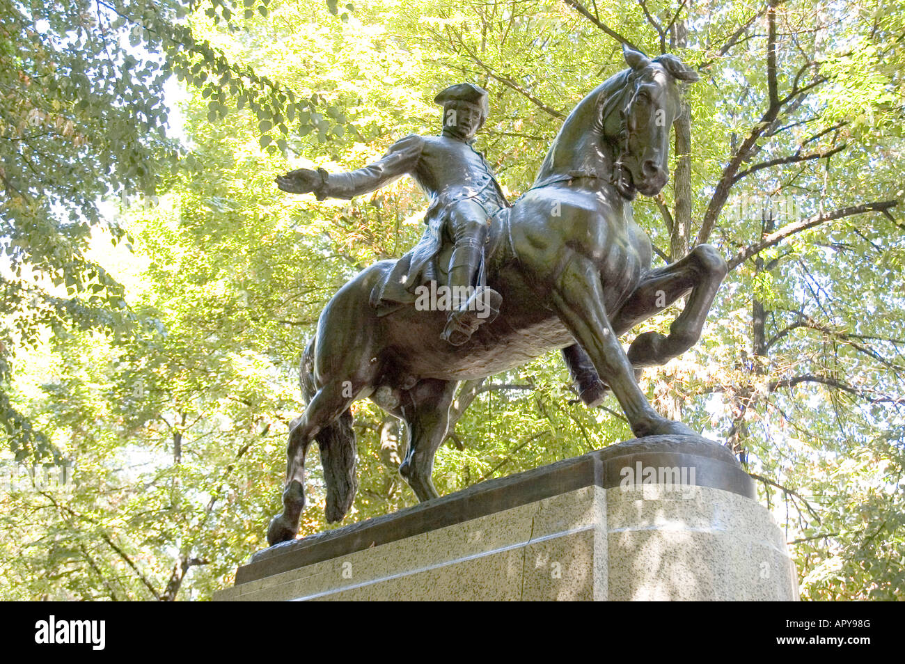 Paul Revere statue by Cyrus Edwin Dallin in Boston's North End Stock Photo