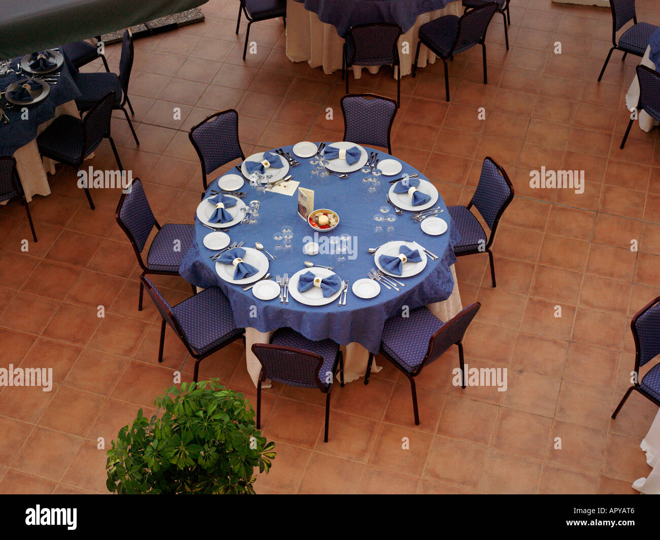 Palermo Sicily Italy Genoardo Park Hotel Table Set for meal Stock Photo