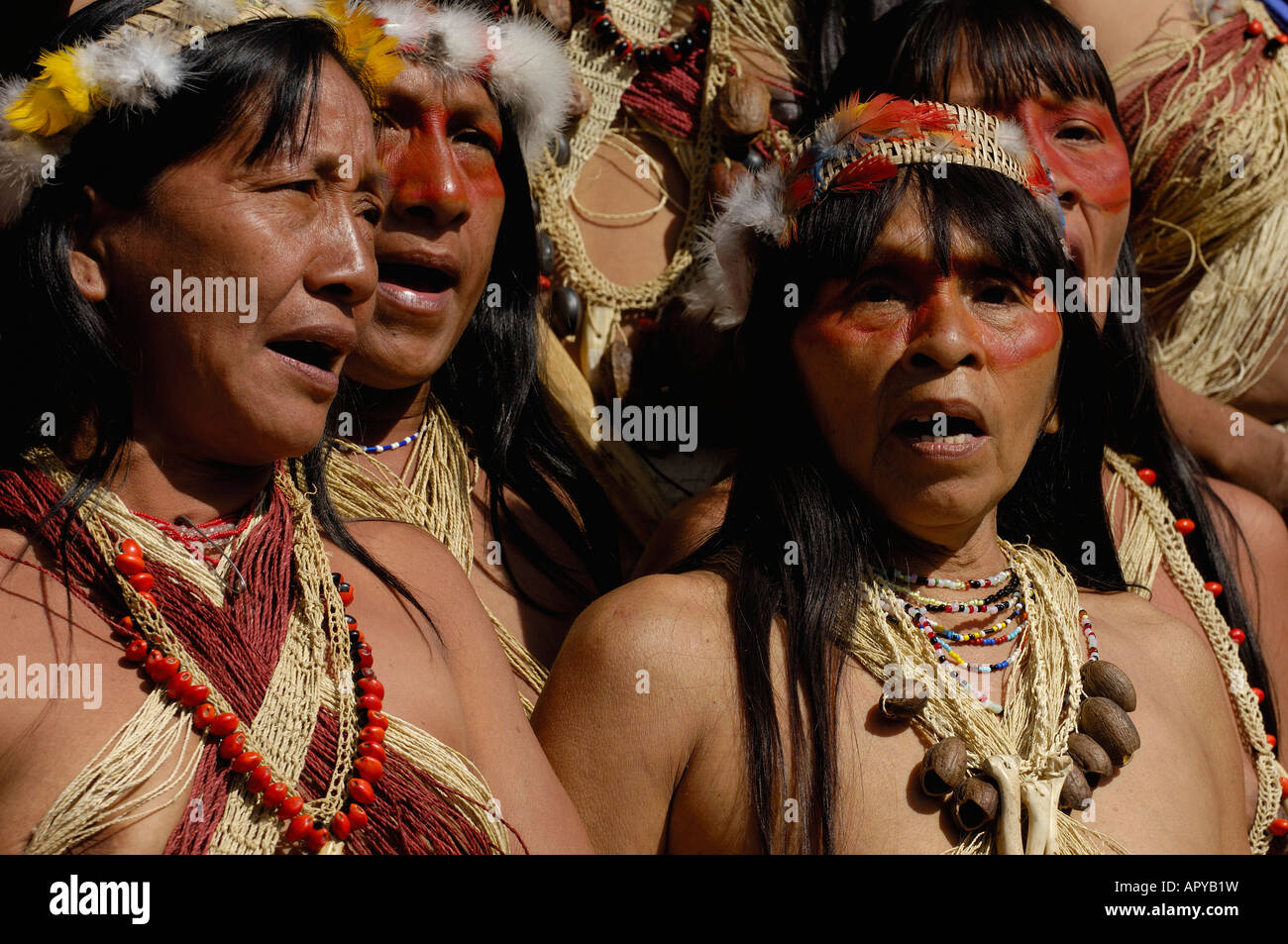 Huaorani Indians In A Protest March Amazon Rainforest Indians ECUADOR huaorani-indians-in-a-protest-march-amazon-rainforest-indians-ecuador