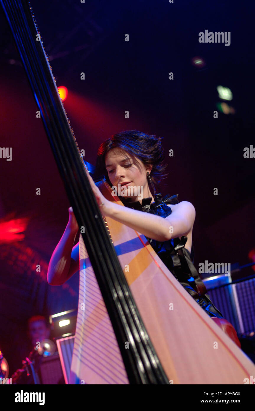 Catrin Finch welsh harpist in concert Aberystwyth arts centre wales UK Stock Photo