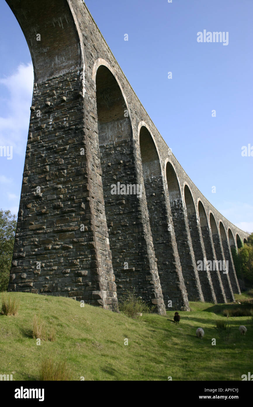 stone built arched multi span rail viaduct near cynhordy wales uk gb ...