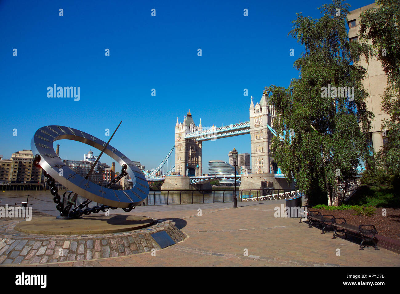 Tower Bridge and Sundial, London, England Stock Photo Alamy