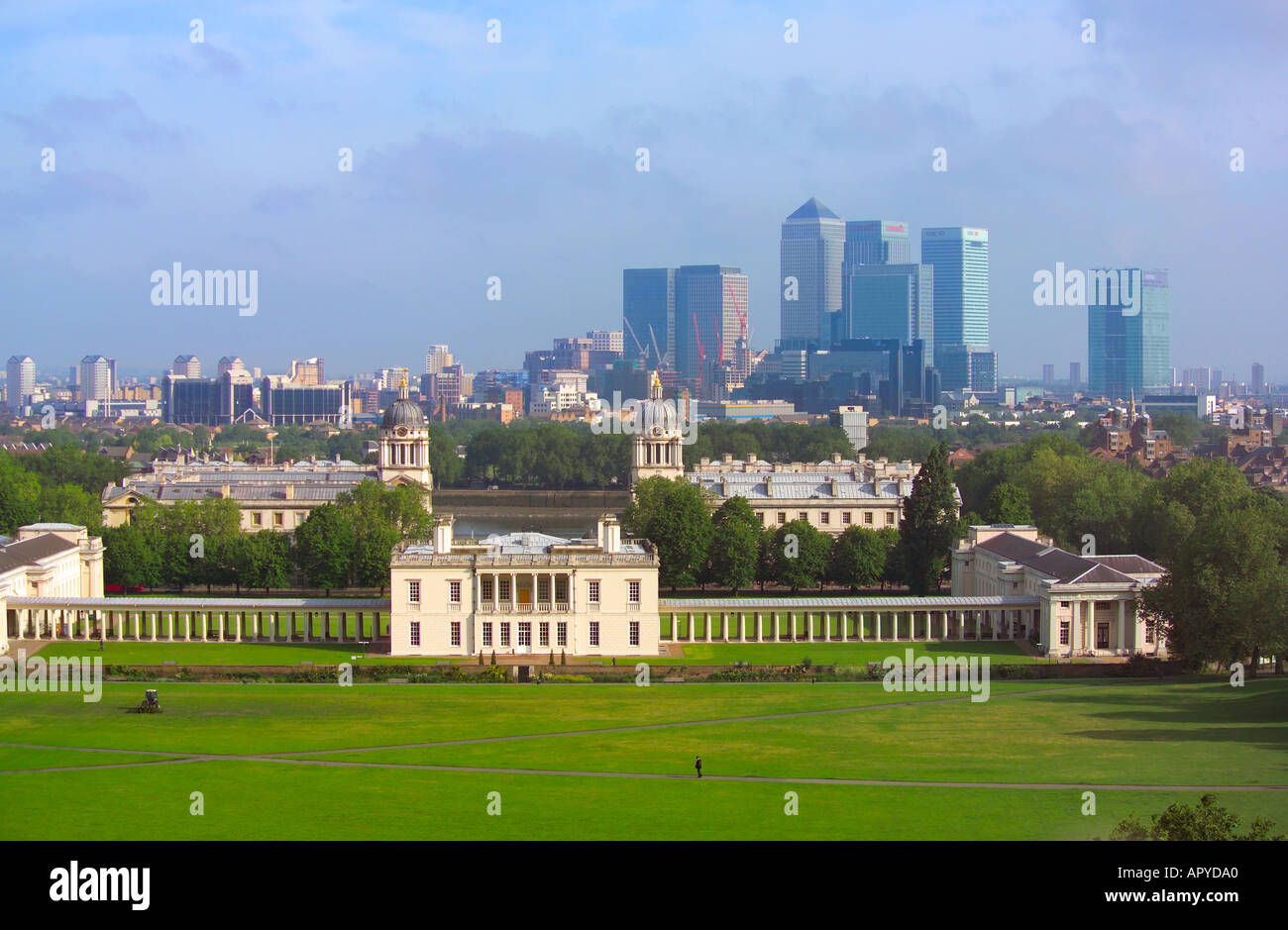 Greenwich Royal Naval College from Royal Observatory, London, England Stock Photo