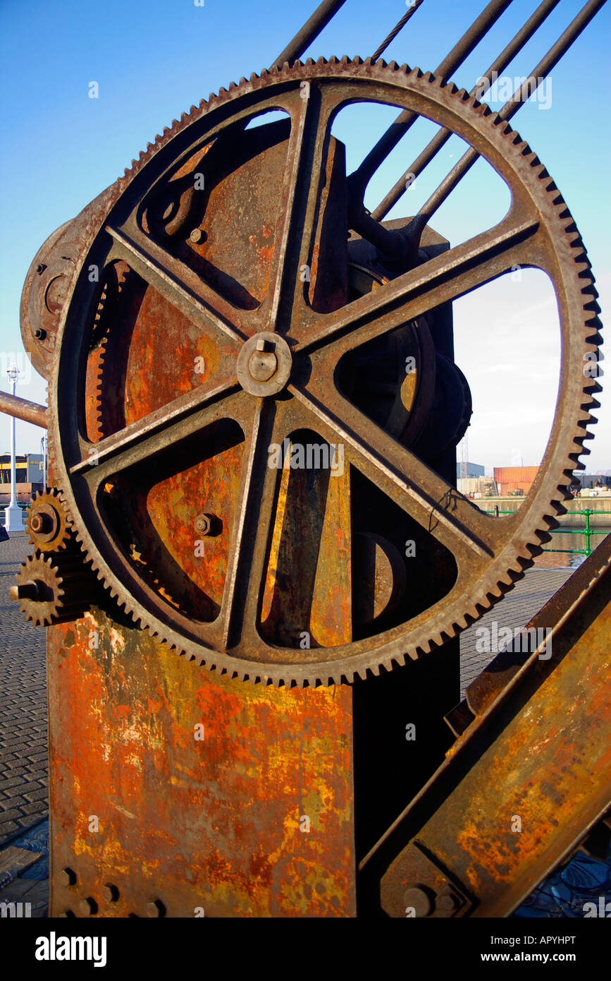 rusty engagement of an old crane Stock Photo