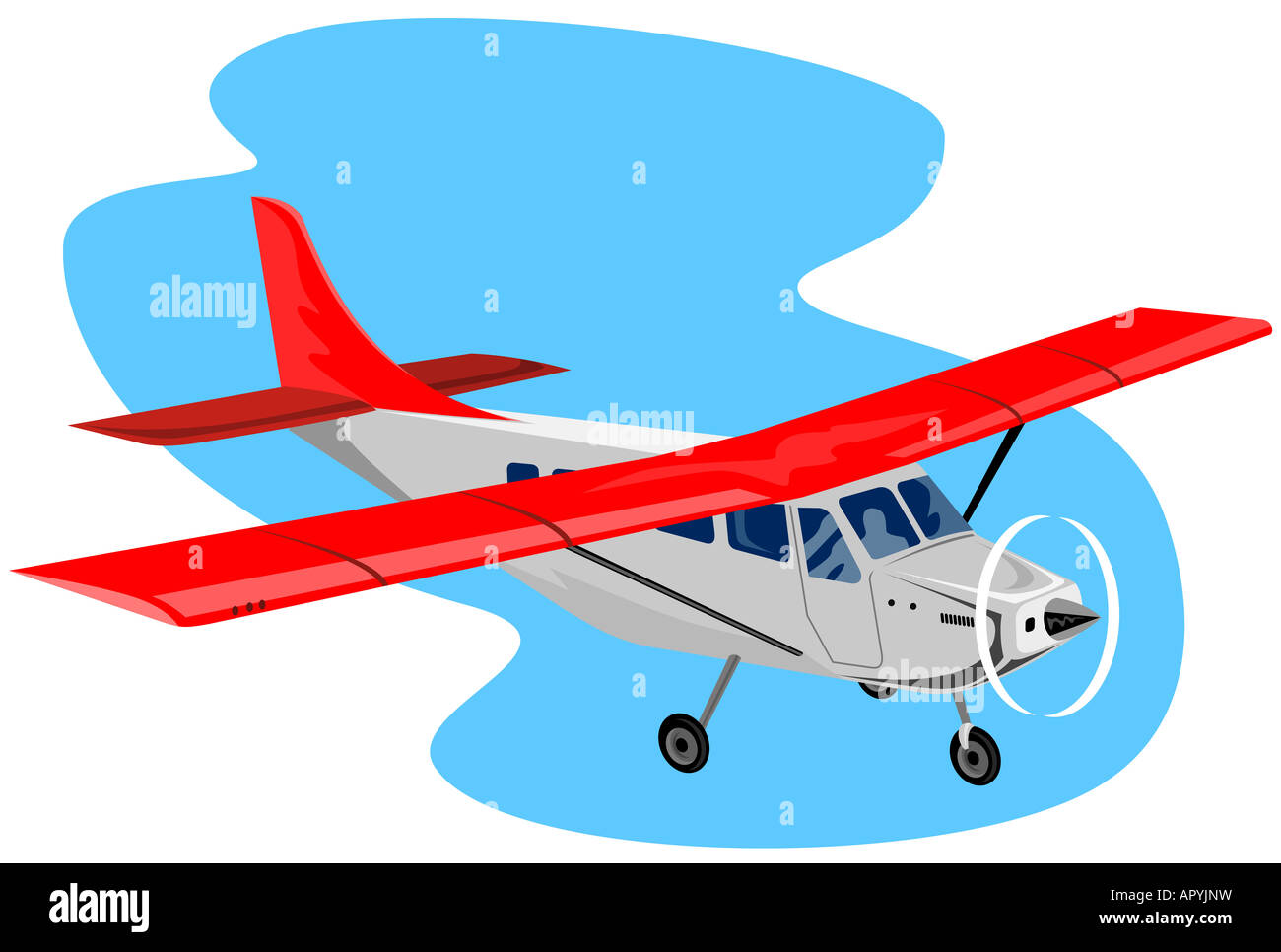 Propeller airplane in flight Stock Photo Alamy