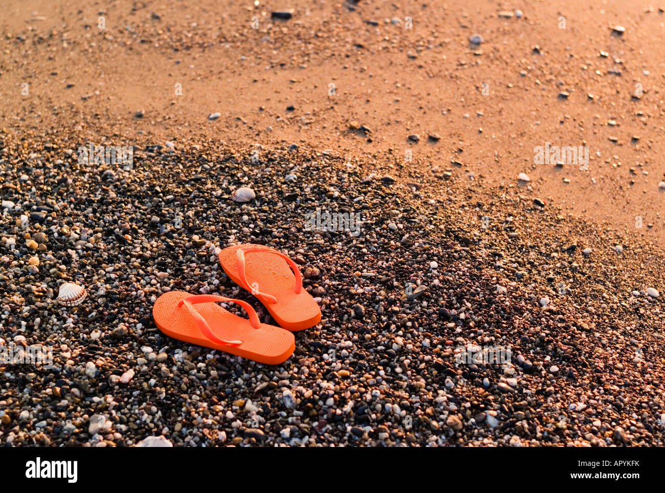 Sandals on the beach Stock Photo - Alamy