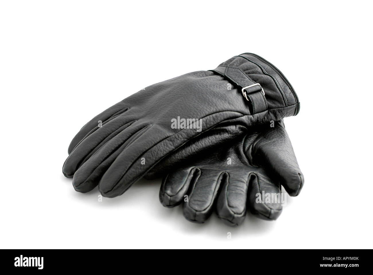 Pair of Mens Black Leather Gloves Stock Photo Alamy