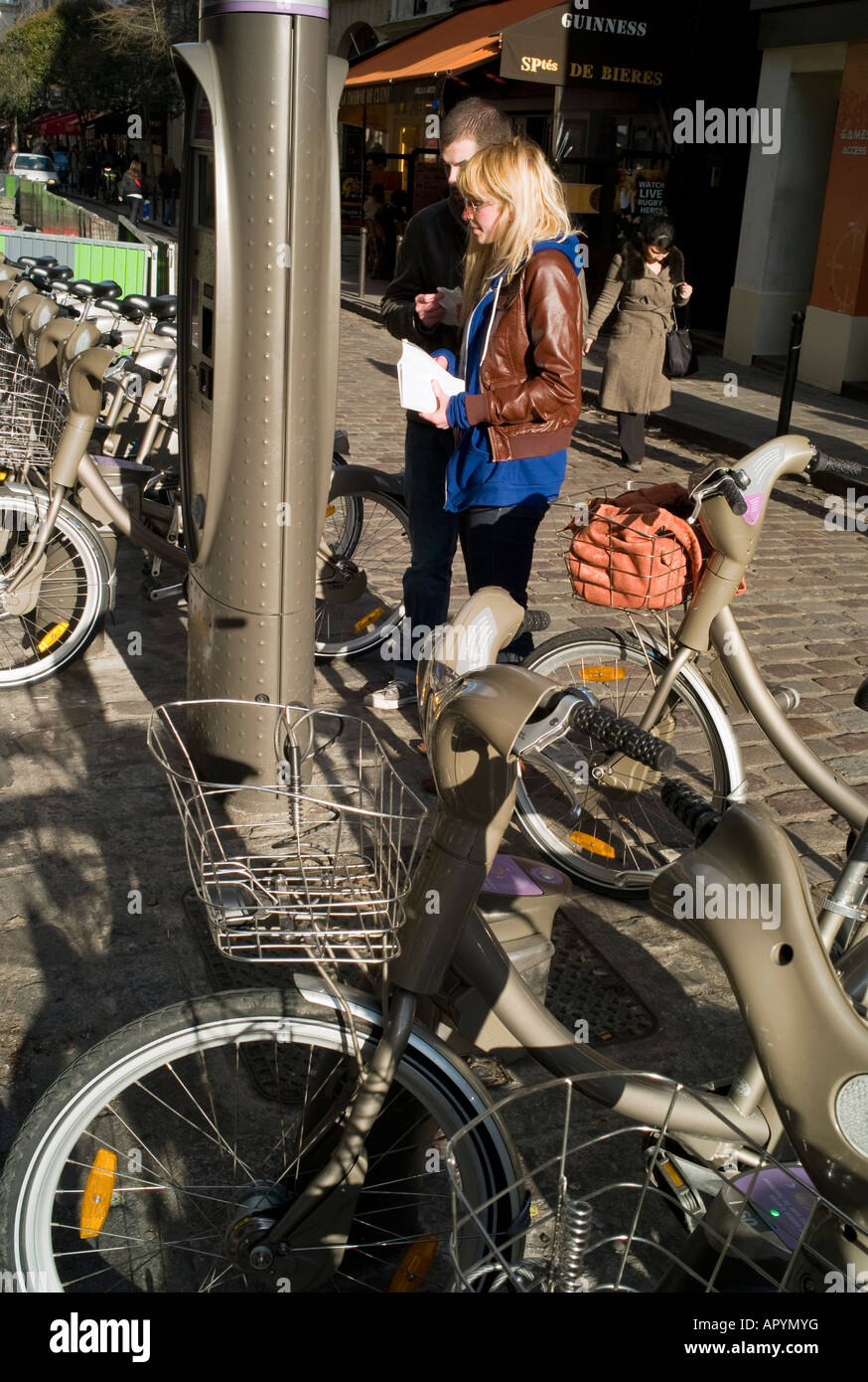 Velib bike rentals Paris France Stock Photo Alamy