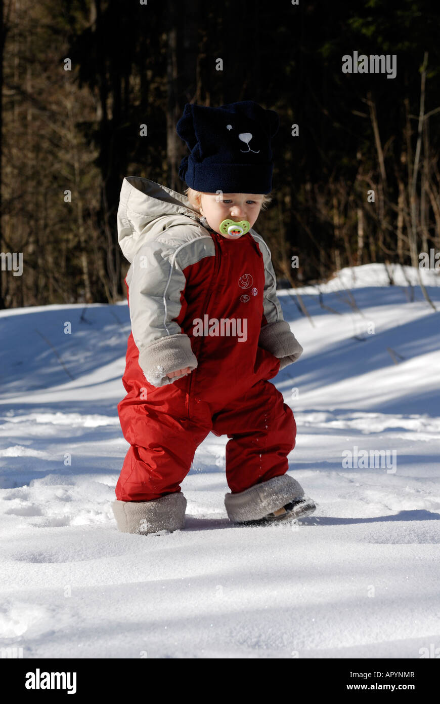 Baby boy winter snow Stock Photo Alamy