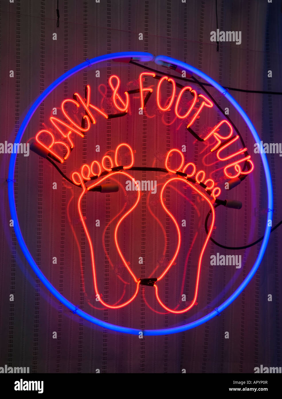 Neon sign in front of a shop Stock Photo Alamy