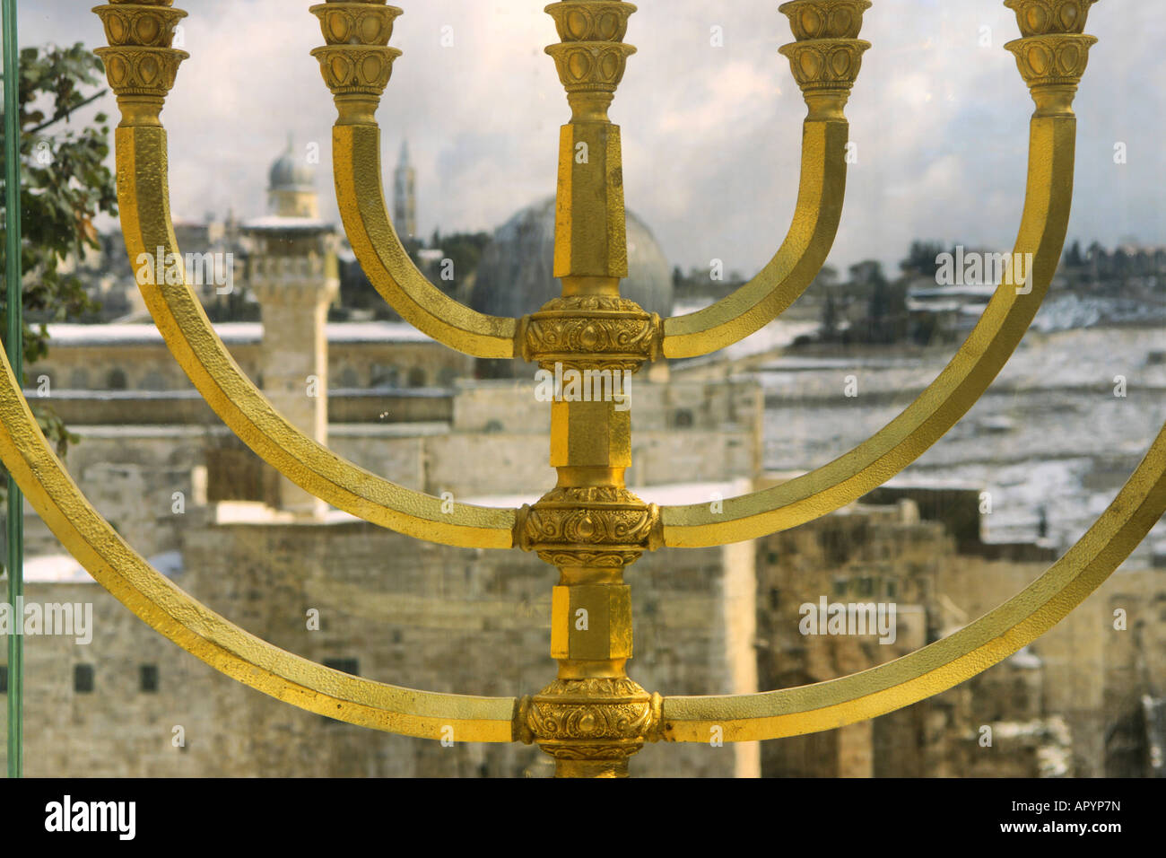 Israel, a Replica of the Menorah (Candlebroom) from the Jewish Stock Photo - Alamy