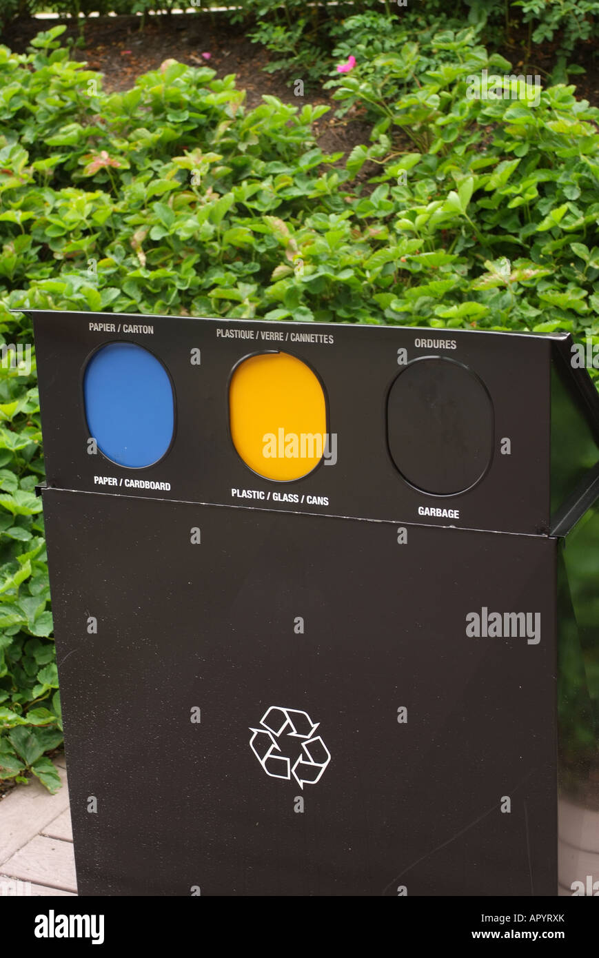 CANADA Quebec Montreal public trash can for recycled materials in