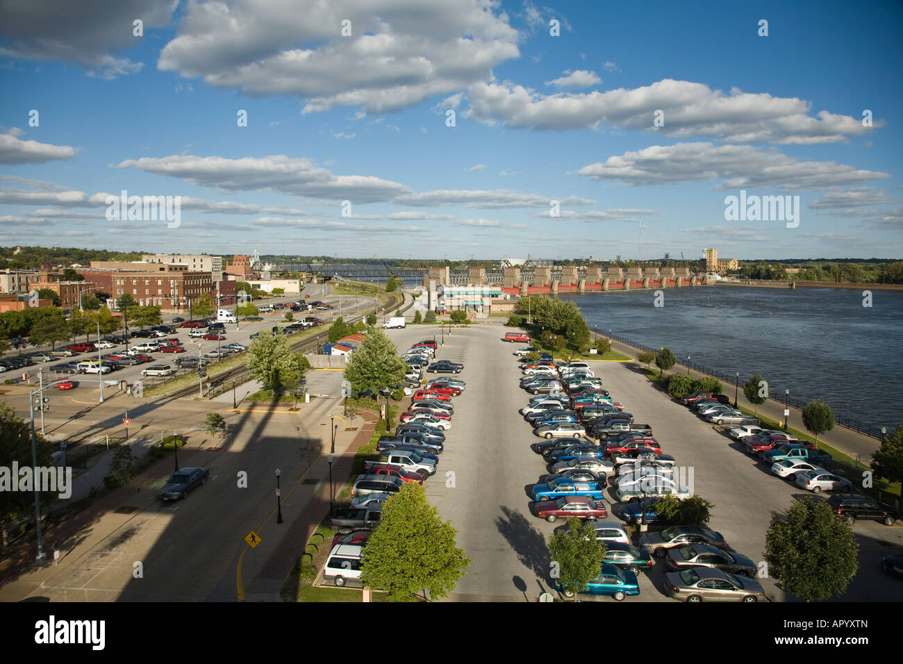 IOWA Davenport View of Mississippi River Great River Trail from