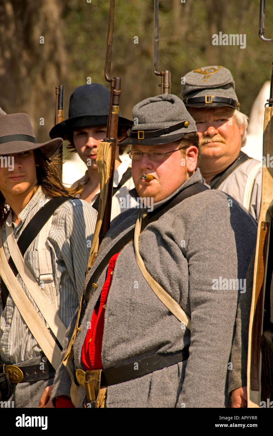 Troop line at Civil War Re enactment Stock Photo Alamy