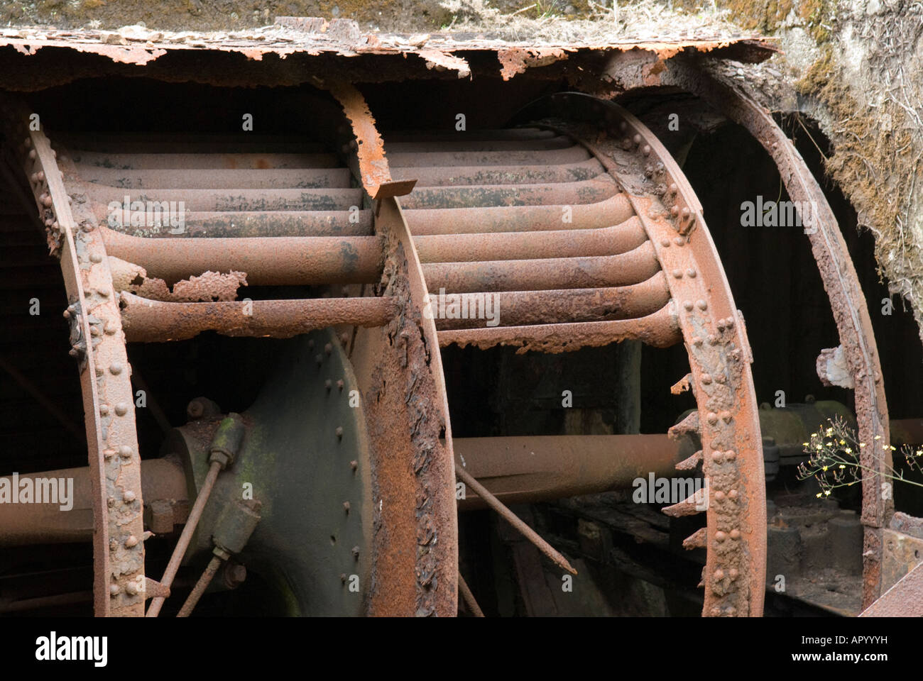 Old coal  mine workings outside the historic township of Blackball. Stock Photo