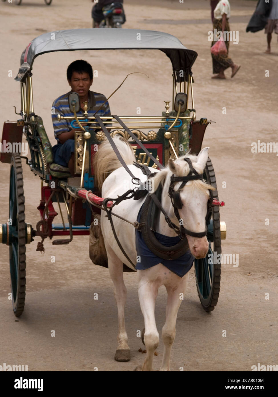 horse cart driver in the old city of Bagan in Myanmar Stock Photo Alamy