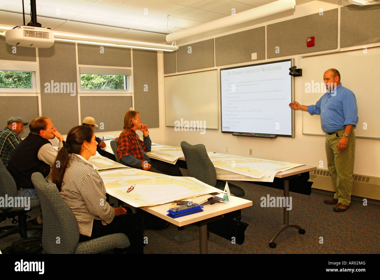 Mike teaching a navigation class AVTEC Seward, Alaska Stock Photo