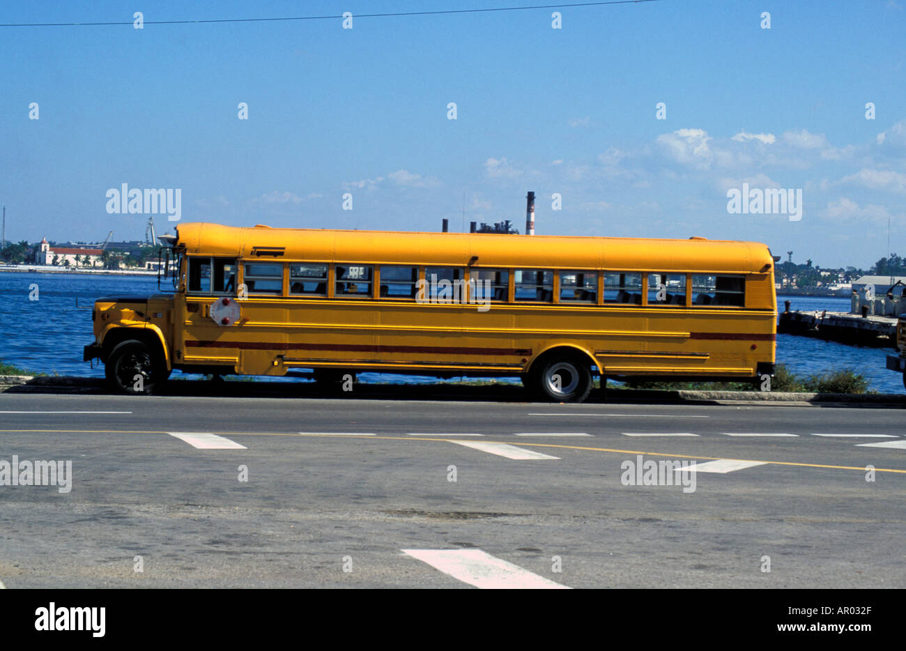 Classic American Style School Bus Stock Photo