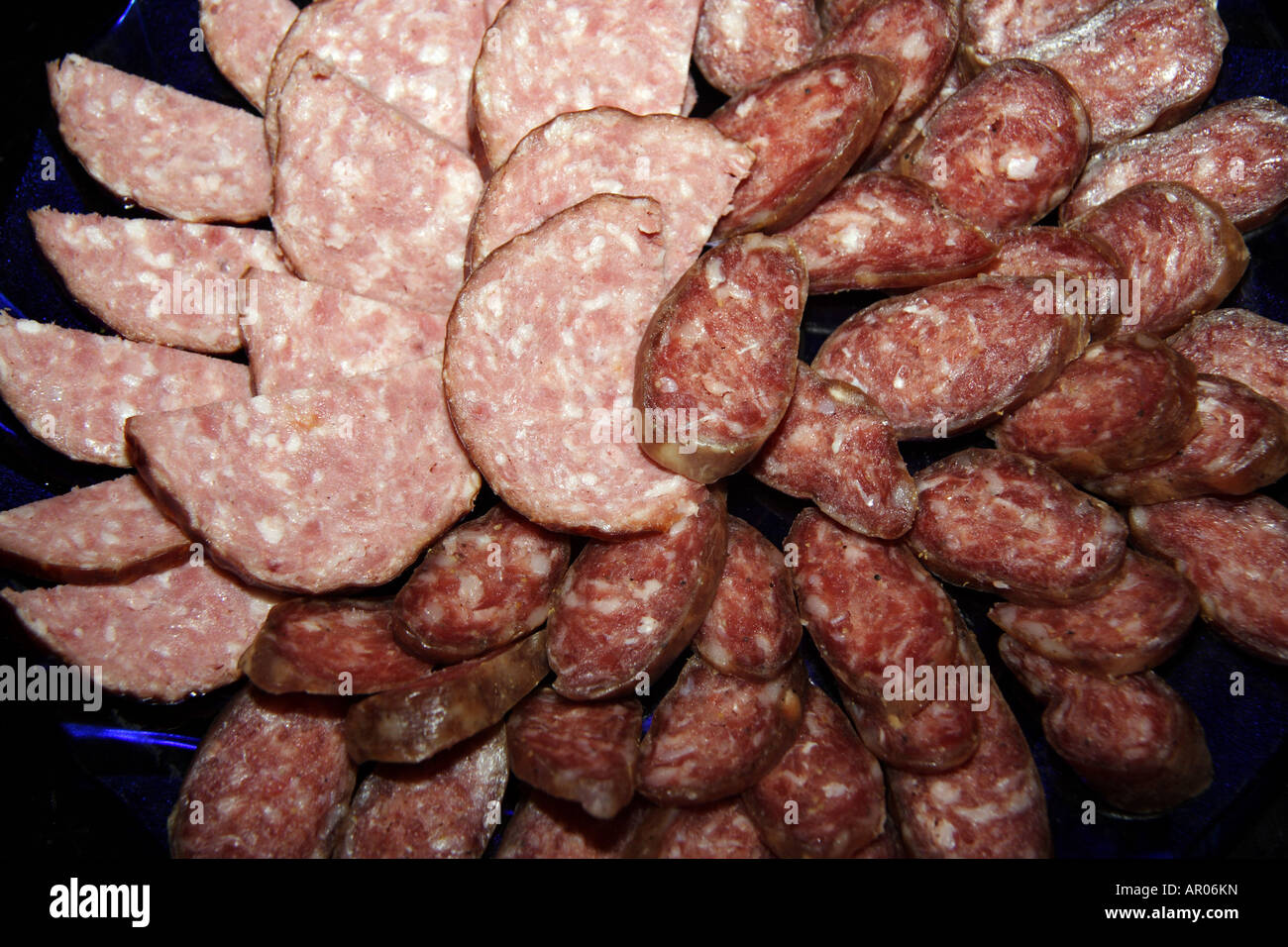 Traditional salami and dry sausage plate Stock Photo Alamy